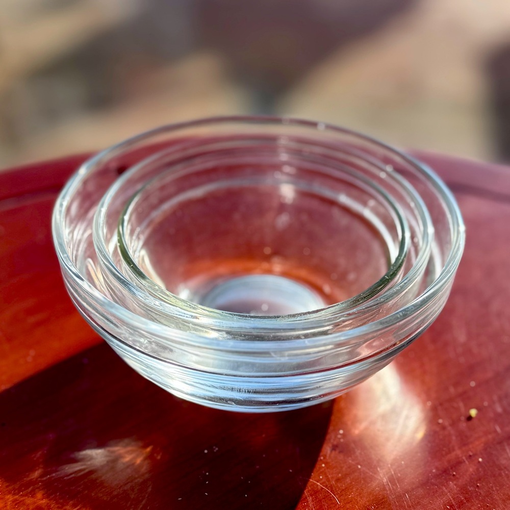Set of 3 Measuring Cup Nesting‎ Bowls Clear Glass Baking Cooking Tools
